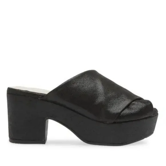 CHOCOLAT BLU CrissCross Platform Sandal Slide Black Shimmer NWOT Unworn 10 - Picture 6 of 14